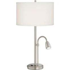 Possini Euro Design Traverse Modern Table Lamps Set Of 2 29 1/2" Tall Brushed Nickel With USB Charging Port LED Gooseneck White Drum Shade For Desk 12 Possini Euro Design Traverse Modern Table Lamps Set Of 2 29 1/2" Tall Brushed Nickel With USB Charging Port LED Gooseneck White Drum Shade For Desk -Decor Cheap Shop GUEST 0ae46b85 fec0 4b22 8a4e 8d4b8c8aa4fd