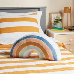 Rainbow Weighted Plush Kids' Throw Pillow White/Blush - Pillowfort™