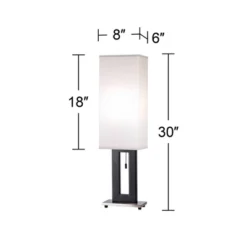 360 Lighting Floating Rectangle Modern Table Lamp 30" Tall Black Metal Open Frame White Fabric Box Shade For Bedroom Living Room Bedside Nightstand -Decor Cheap Shop GUEST 5525ec29 a1e7 404a b4ca e0f4557a562a
