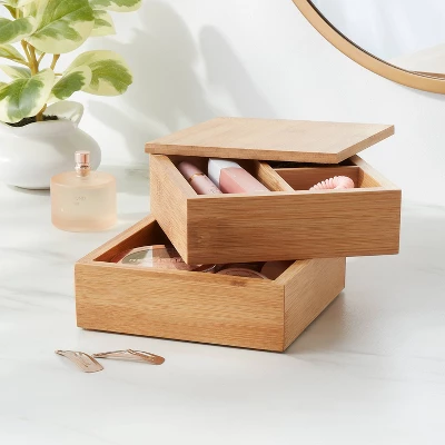 6" X 6" X 4" Square Swivel Hinge Bamboo Countertop Organizer - Brightroom™ 1 6" X 6" X 4" Square Swivel Hinge Bamboo Countertop Organizer - Brightroom™