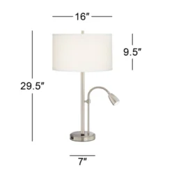 Possini Euro Design Traverse Modern Table Lamps Set Of 2 29 1/2" Tall Brushed Nickel With USB Charging Port LED Gooseneck White Drum Shade For Desk 11 Possini Euro Design Traverse Modern Table Lamps Set Of 2 29 1/2" Tall Brushed Nickel With USB Charging Port LED Gooseneck White Drum Shade For Desk -Decor Cheap Shop GUEST 6d7b83aa 79f5 4aad 8a9b 164194cb3e7e