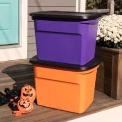 Sterilite 18 Gallon Orange Plastic Storage Container Bin Tote With Black Lid, Halloween 7 Sterilite 18 Gallon Orange Plastic Storage Container Bin Tote With Black Lid, Halloween -Decor Cheap Shop GUEST a9f43b31 35e0 4c1a 89db e6cc67339af9