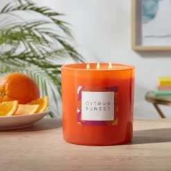 28oz Glass Citrus Sunset Candle Orange - Opalhouse™